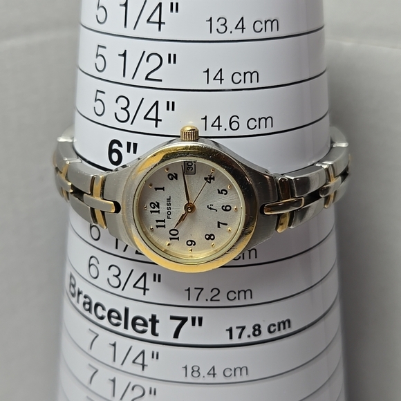 Womens Fossil F2 Date Watch Silver Gold Two Tone Bracelet New Battery ES 9439 - Picture 6 of 9
